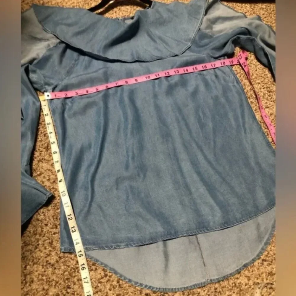 Veronica Beard Mia Ruffle Chambray Top - Picture 8 of 8